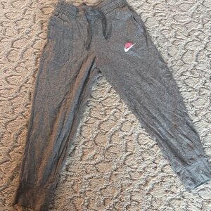 Nike Kids Charcoal Joggers with Pink Logo